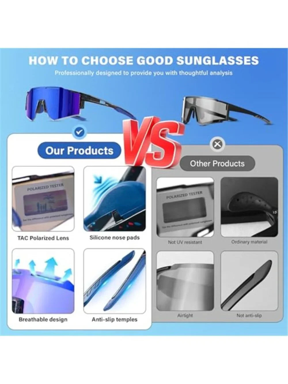 Kids Polarized Sunglasses UV400 Sports Baseball Cycling Youth Sunglasses 5 Pack